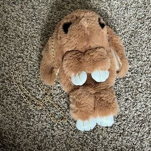 Fluffy bunny purse, can be worn three ways